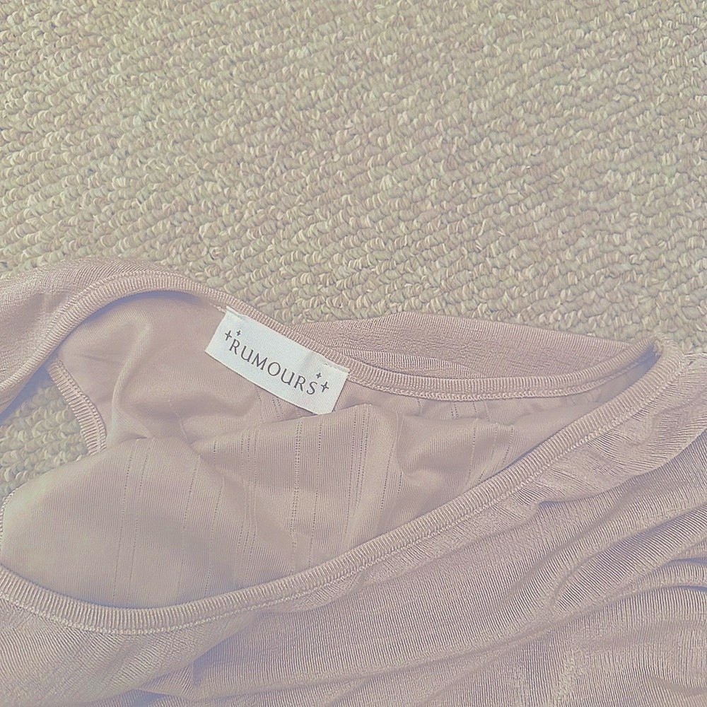 One-Shoulder Ruched Cream Beige Crop Top, Worn once - Picture 4 of 4